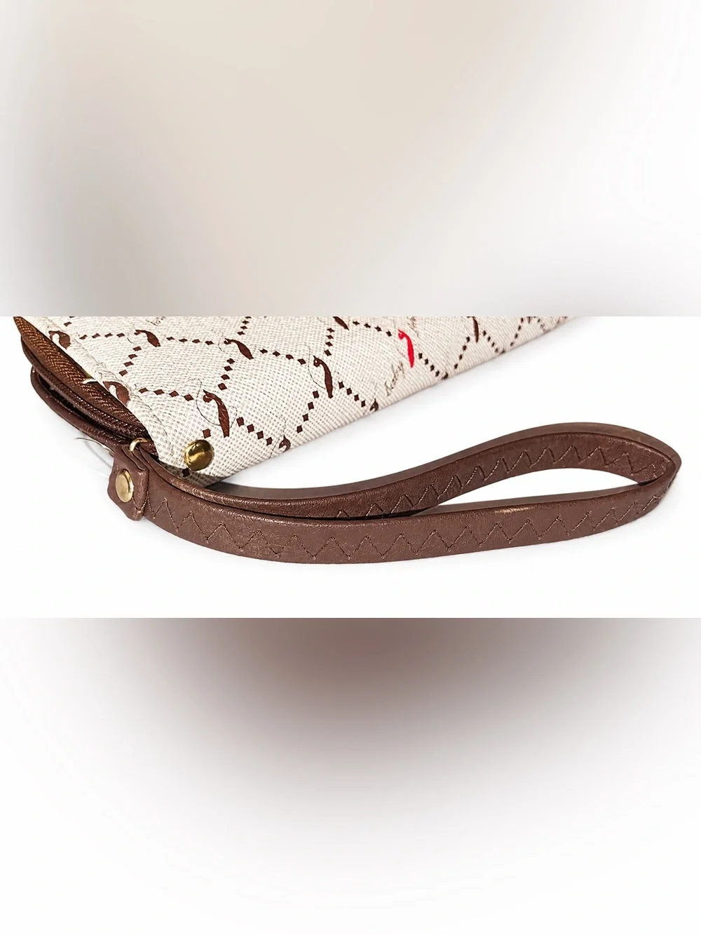 Baby Phat Y2K Monogram Cat Logo Zip Around Wristlet Wallet Clutch Brown Tan